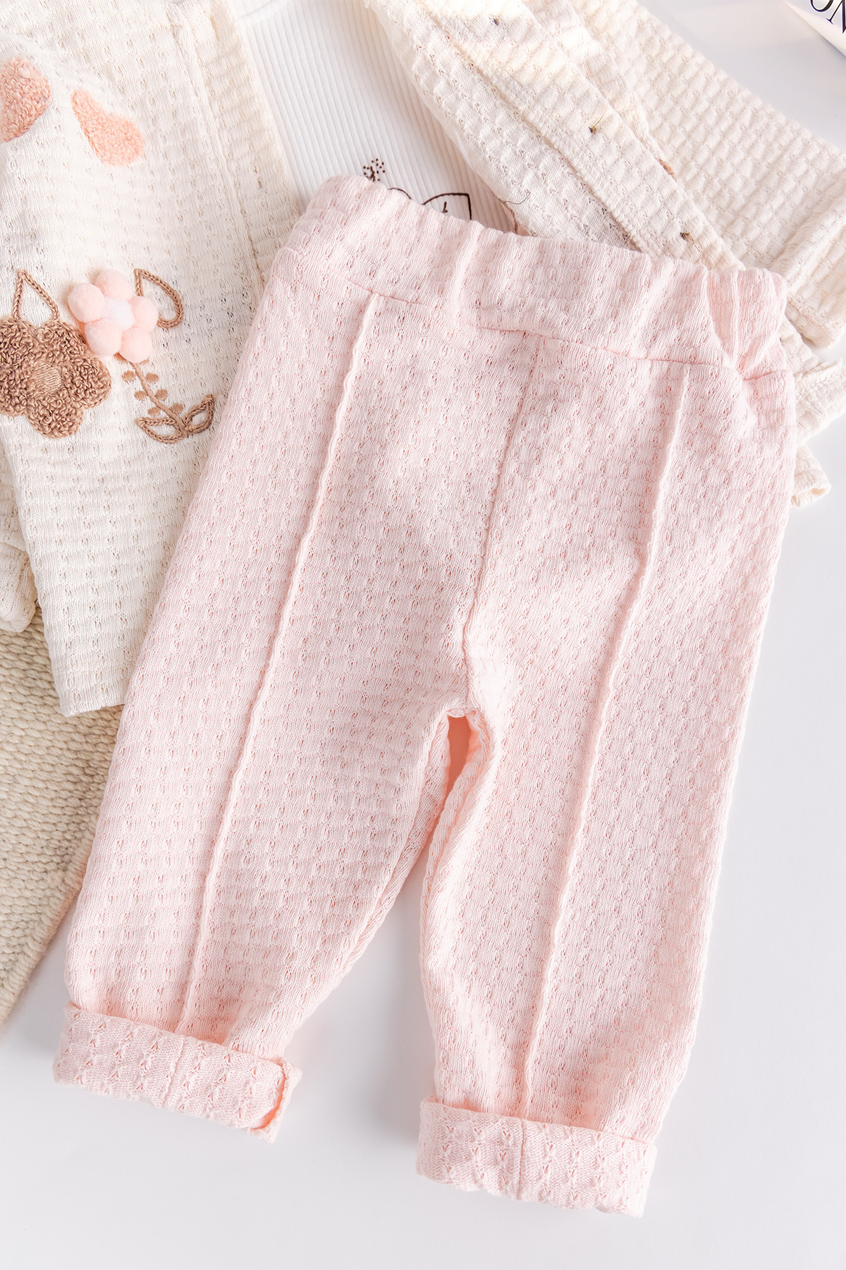 Babymod-Baby Girl Cardigan Flower Embroidered 100% Cotton 3 Piece Set 5