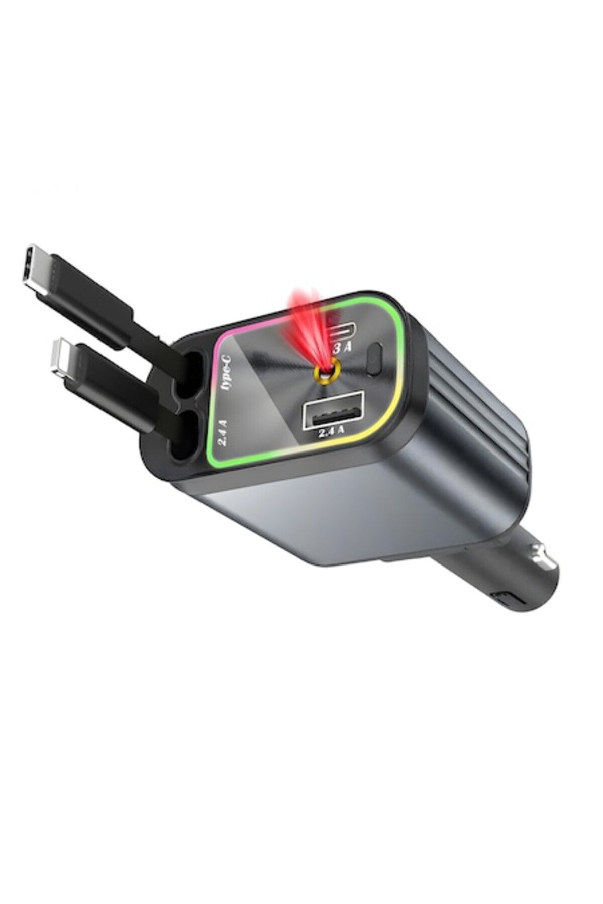 SellerRasov doar pregatiti-Incarcator Auto 4 In 1, 66w, Incarcare Rapida, Proiectie Led, Cabluri Type-c Si Lightning 8