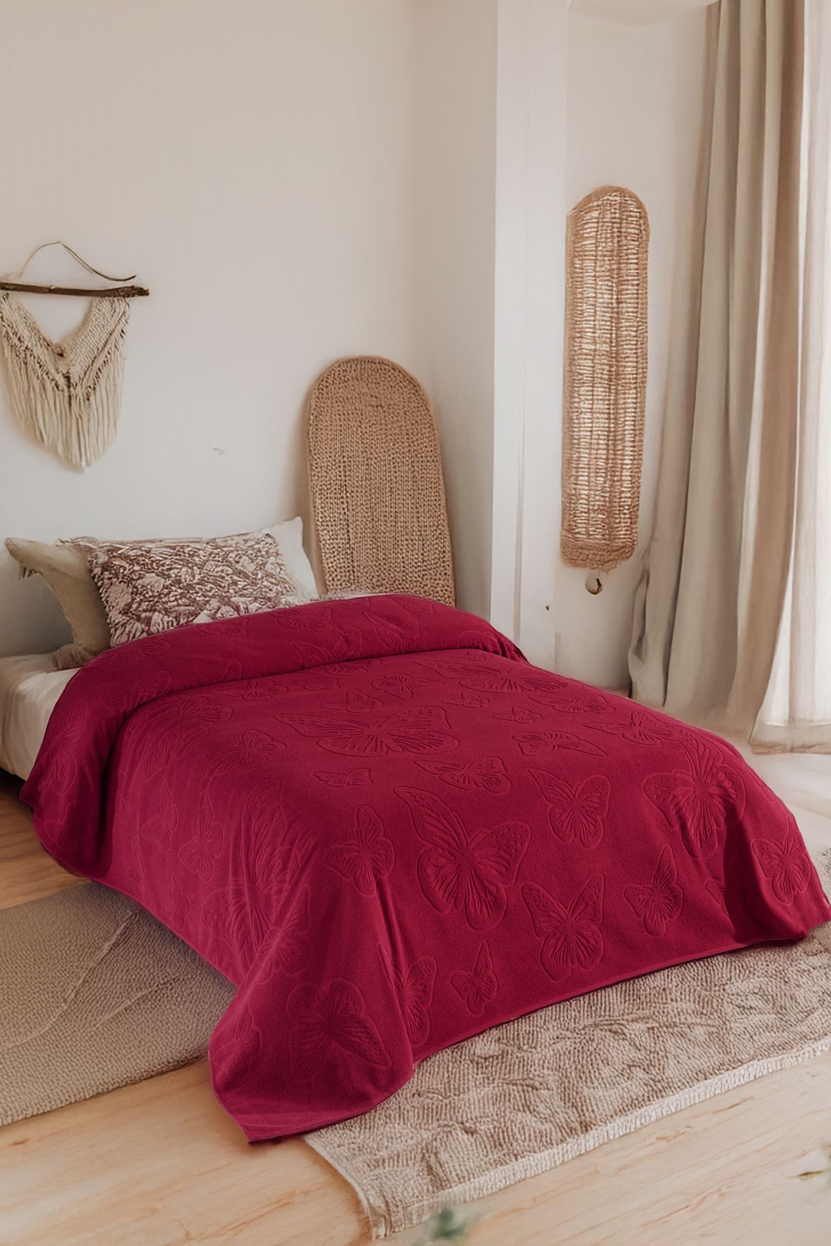 DNZGÜLCAN-Kelebek Pique Double 200X220Cm Summer Towel Pique 100% Cotton Soft Bedspread 4