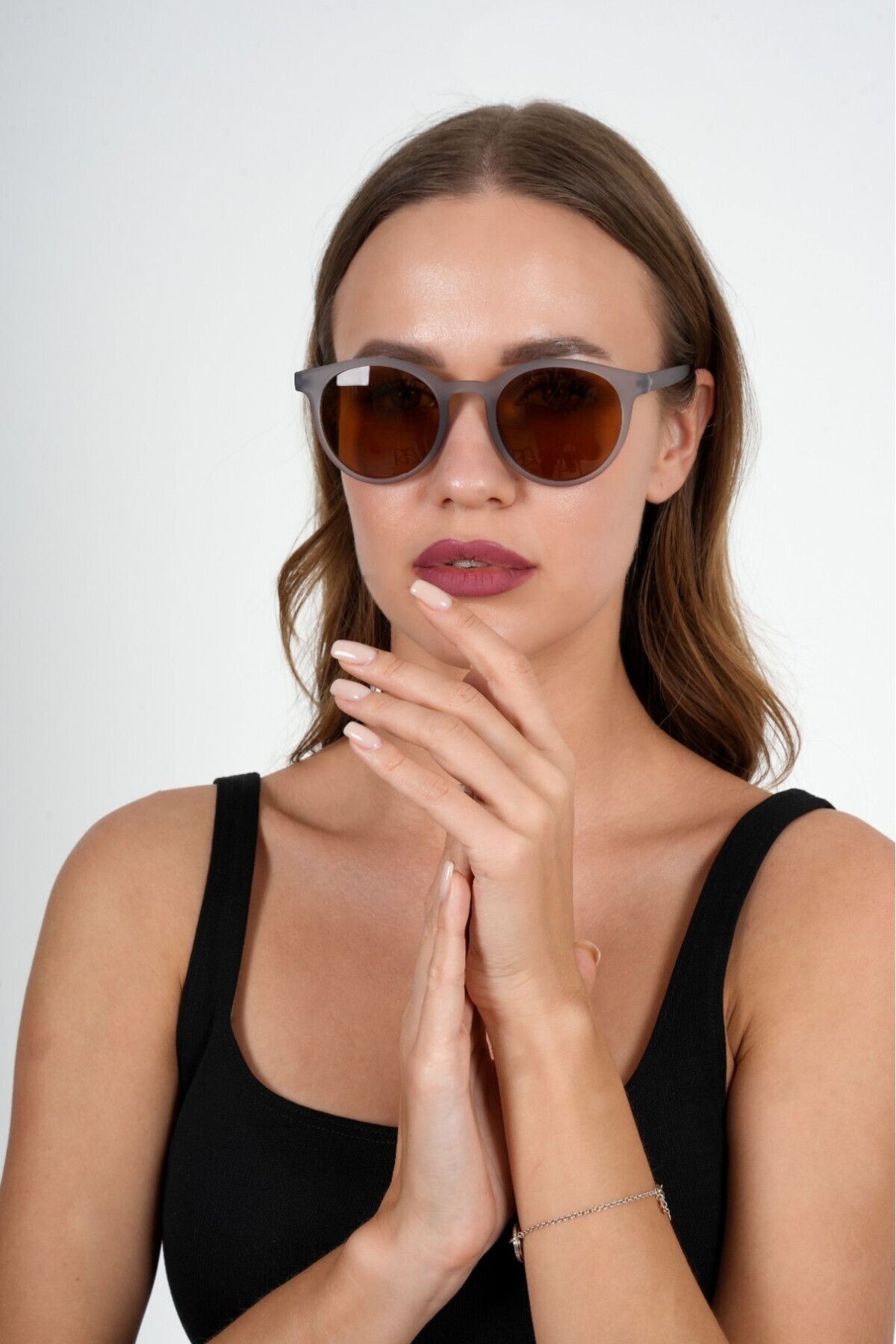 Polo Exchange-Gray Round Polo Exchange Sunglasses 2