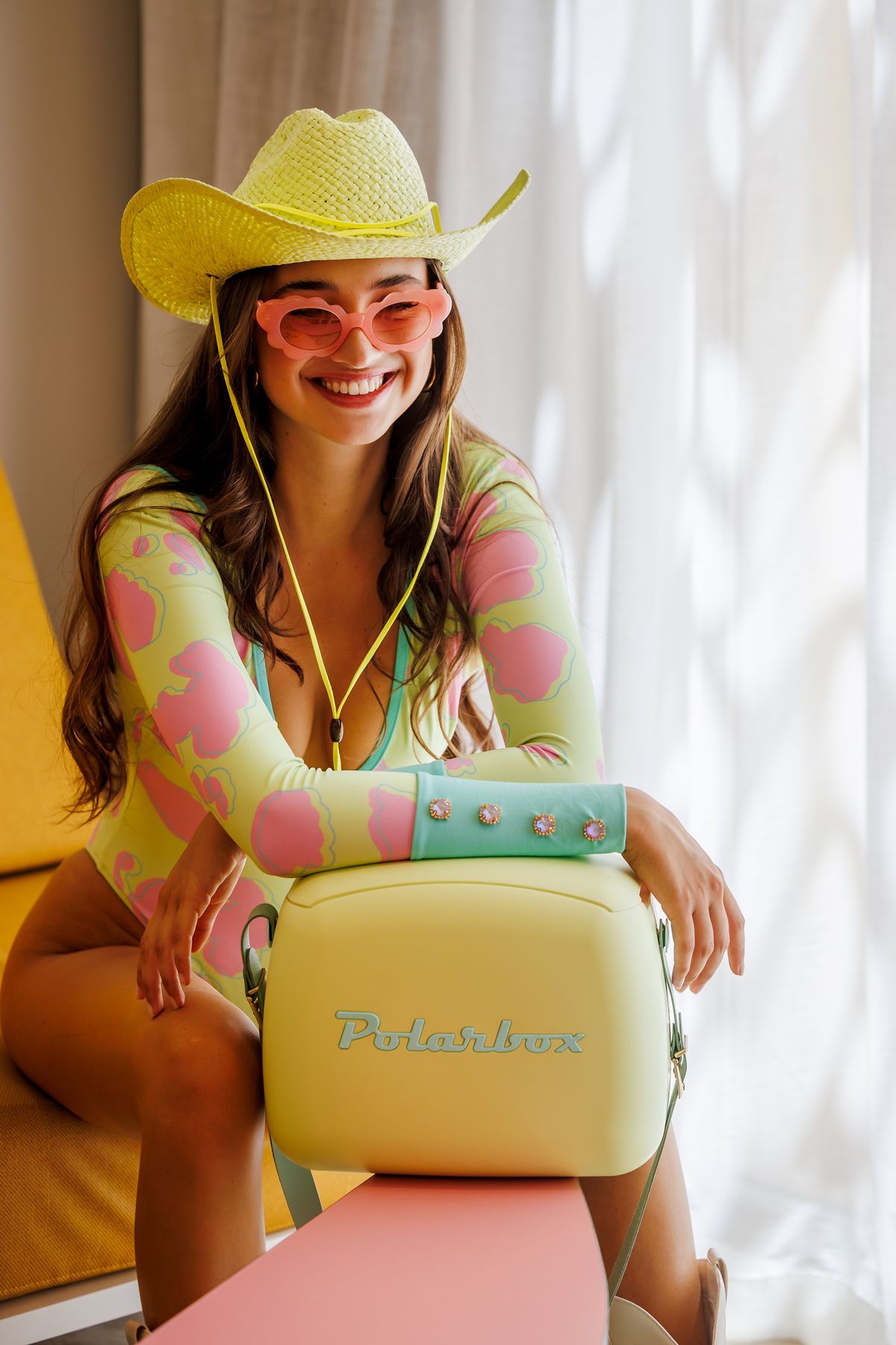 Polarbox-Polarbox® Summer Retro Cooler Bag Yellow - Cyan 6L 4