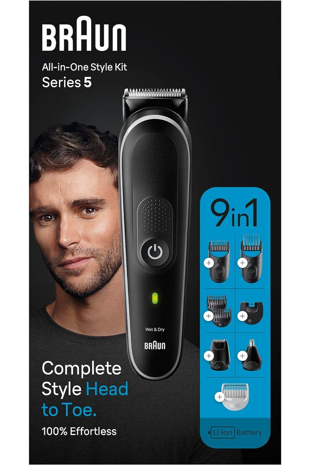 Braun-9-in-1 Multi Grooming Kit Series 5, Ultra Sharp Blades, 100min Runtime, Pouch - MGK 5410 6