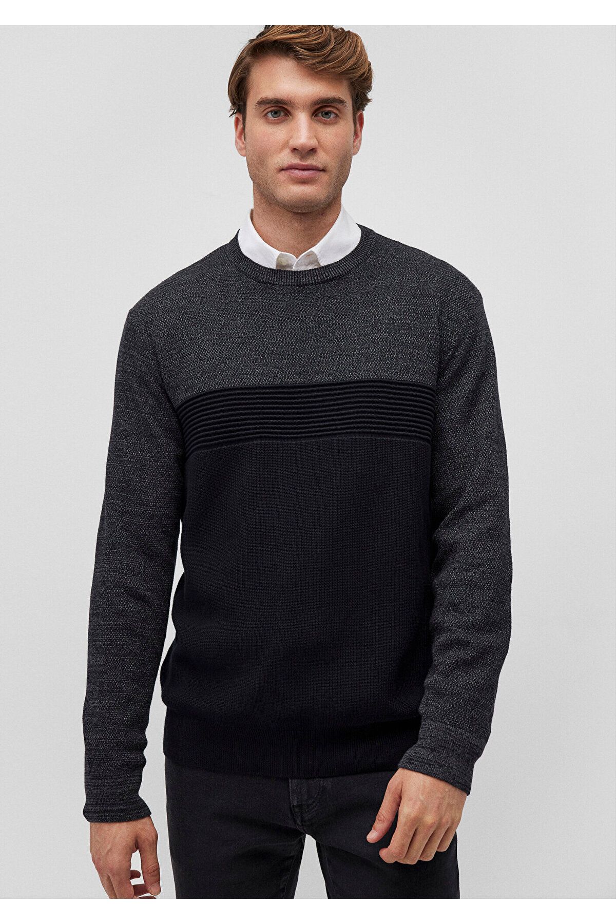 Mavi-Color Block Crew Neck Sweater Fitted 070377-900 2
