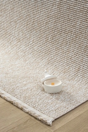 Eliz Home Bej Saçaklı Modern Dokuma Halı Salon Oturma Odası Yatak Odası Korid...