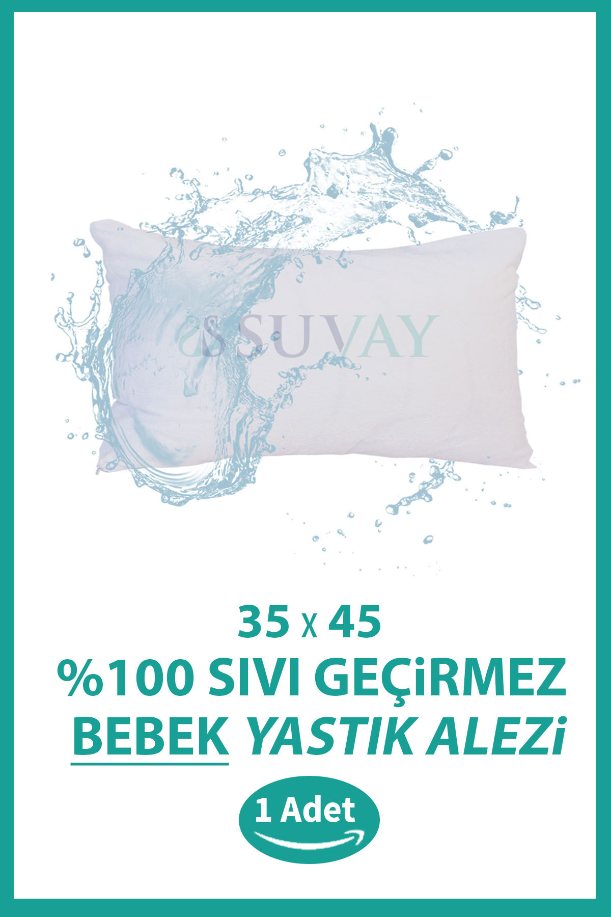 SUVAY %100 Pamuklu Su Sıvı Geçirmez Bebek Kafa Yastığı Alezi Fermuarlı 35x45 cm Bebek Yastık Alezi Kılıfı fotoğrafı 2 (önizleme)