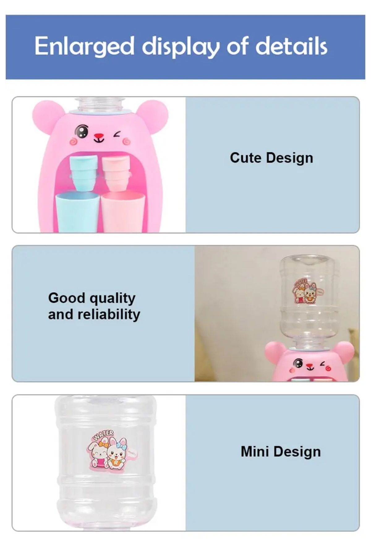Choice-Pink Kids Role Play Kitchen Toy Set 1pc, Pretend Play Water Dispenser With Faucet - Mini Dollhouse P 6