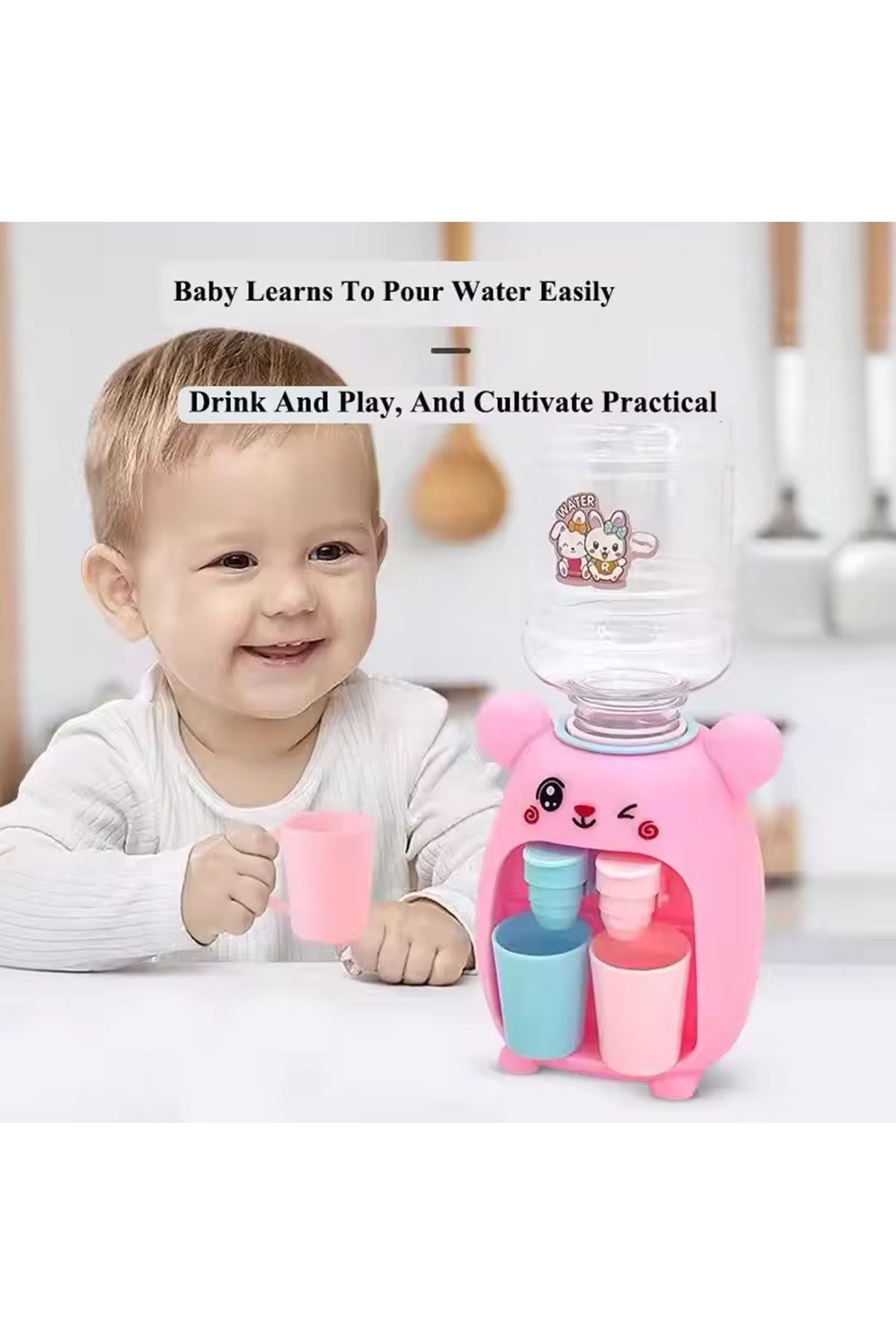 Choice-Pink Kids Role Play Kitchen Toy Set 1pc, Pretend Play Water Dispenser With Faucet - Mini Dollhouse P 3
