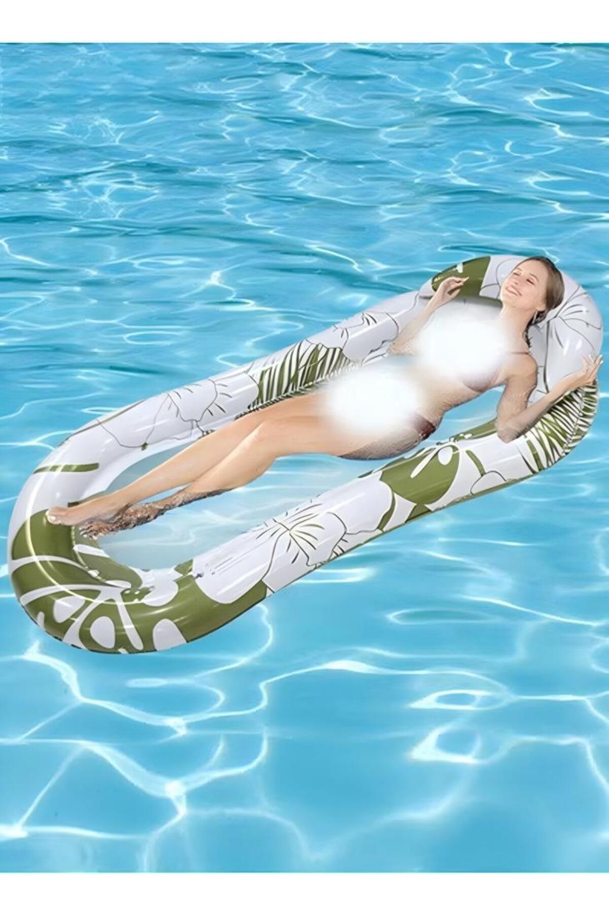 Generic-Inflatable Pool Float Lounger Raft 160*90cm Floating Mat Inflatable Cont 3