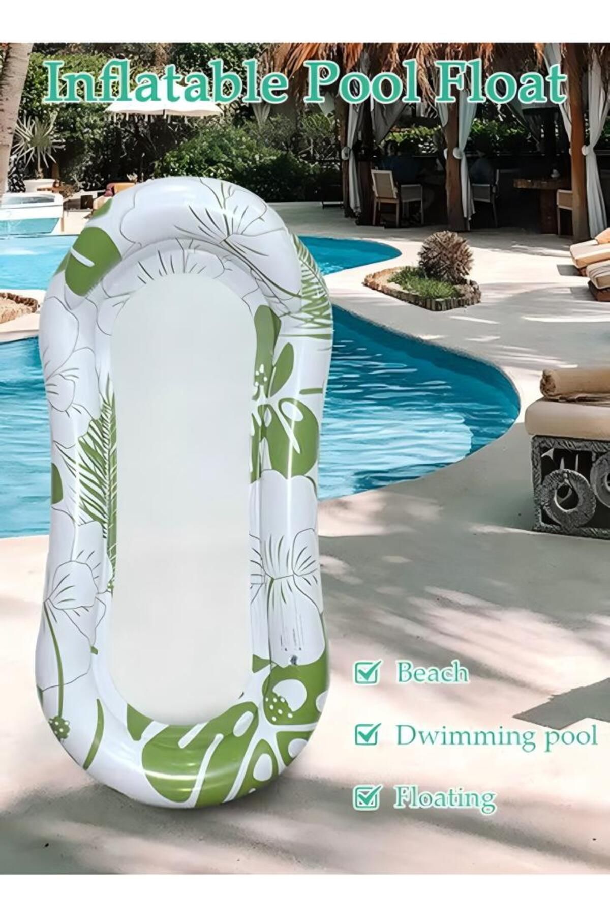 Generic-Inflatable Pool Float Lounger Raft 160*90cm Floating Mat Inflatable Cont 6