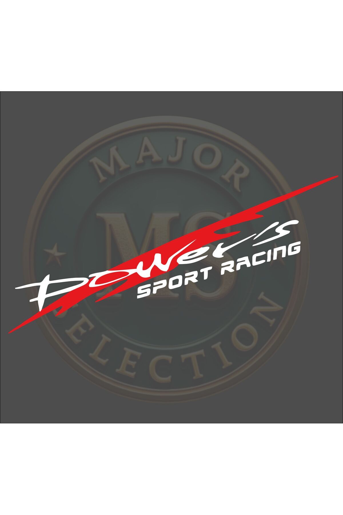 MS Major Selection Power's SPORT RACING sticker 30X5.5 cm. Siyah, beyaz, turuncu, kırmızı, yeşil, hologram renklerde