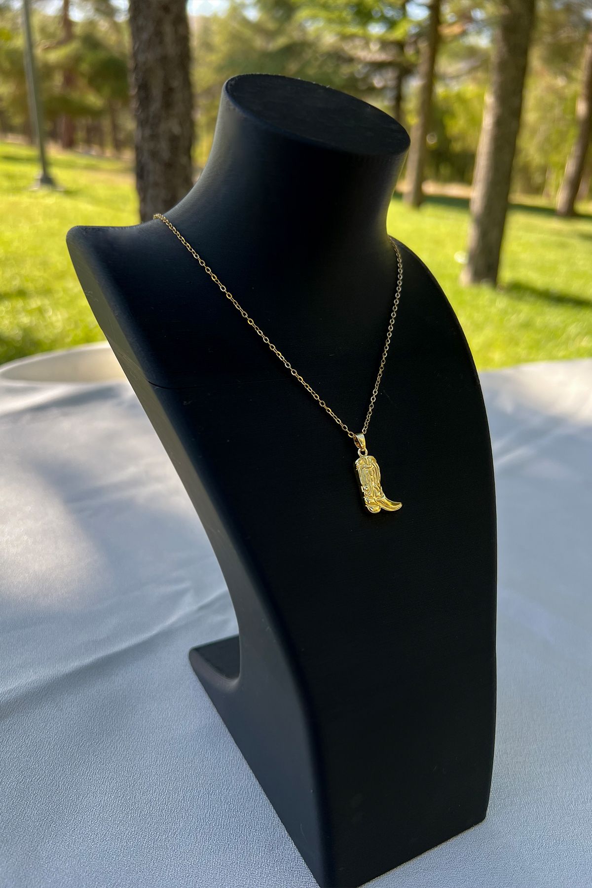 MİLSO Motifli Kovboy Çizmesi Gold Renk Çelik Kolye