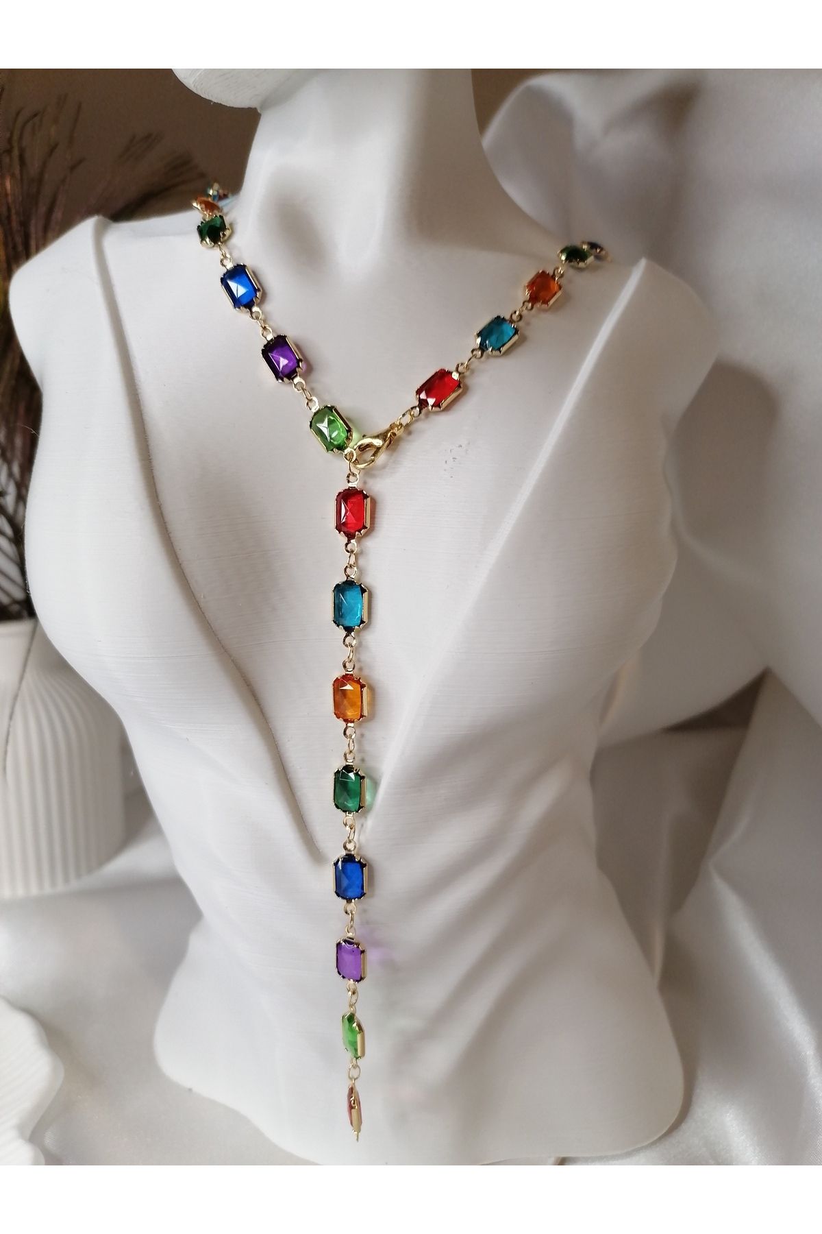 Lailis accessories renkli taşlı y kolye