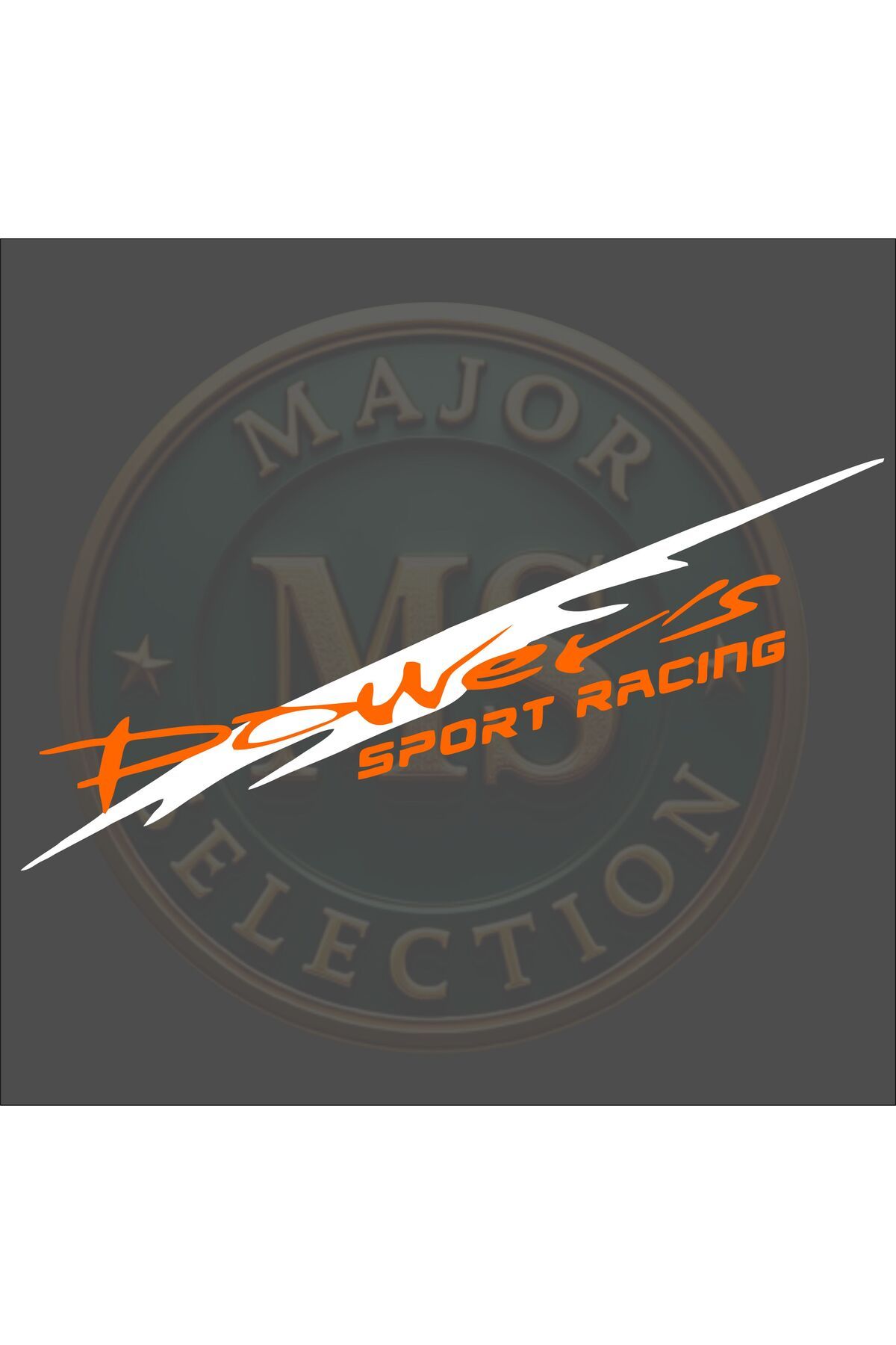 MS Major Selection Power's SPORT RACING sticker 30X5.5 cm. Siyah, beyaz, turuncu, kırmızı, yeşil, hologram renklerde