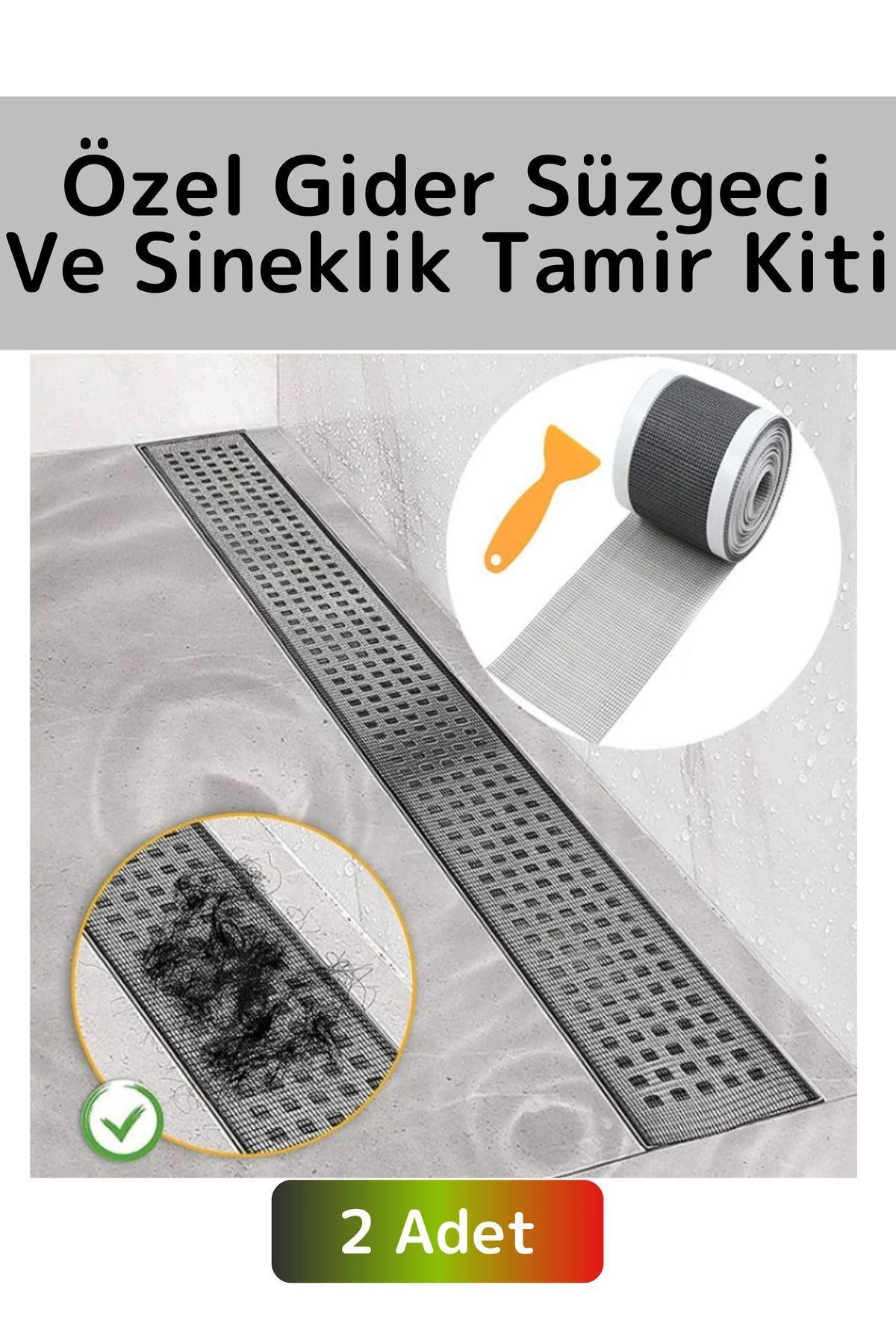 teknotrust Premium Seri Suya Dayanıklı Gider Süzgeci Sineklik Tamir Kiti Bant 0.55 Mm 12 Cm X 4 Metre 2 Adet
