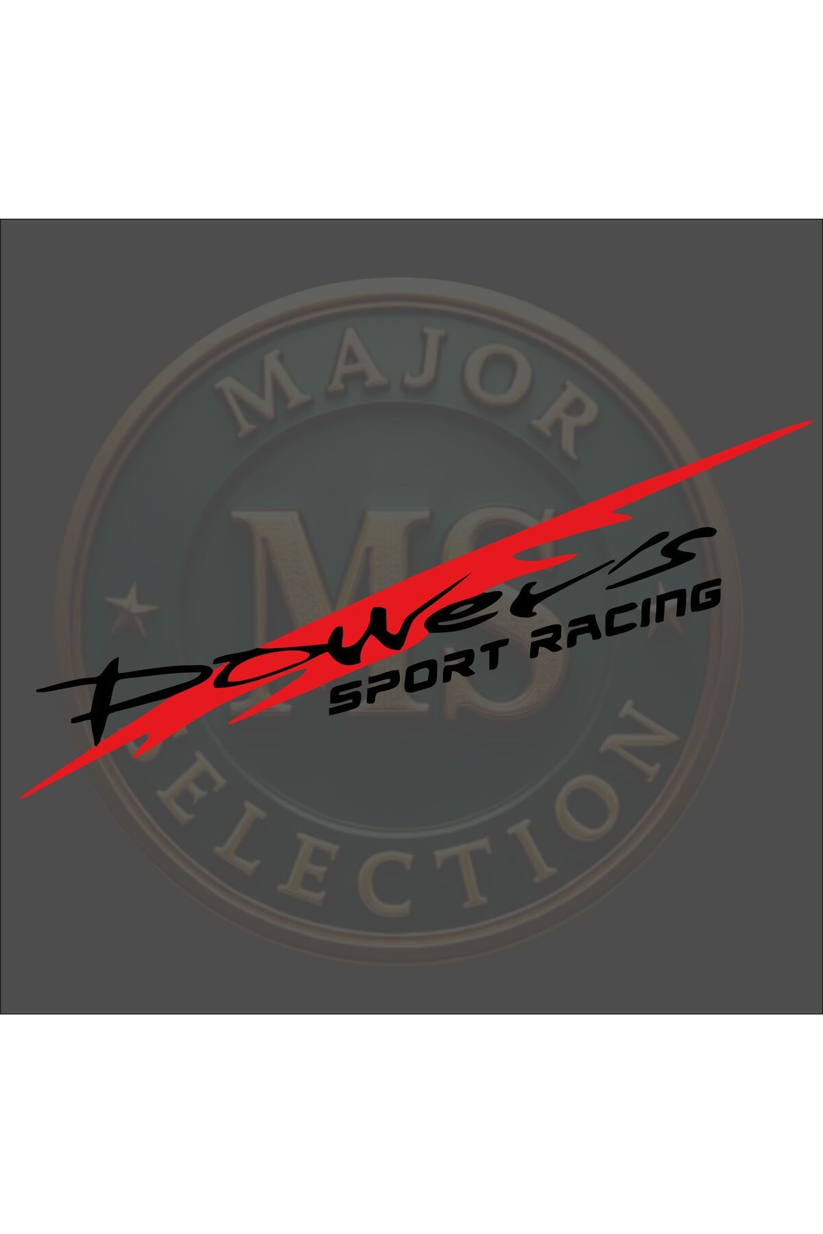 MS Major Selection Power's SPORT RACING sticker 30X5.5 cm. Siyah, beyaz, turuncu, kırmızı, yeşil, hologram renklerde