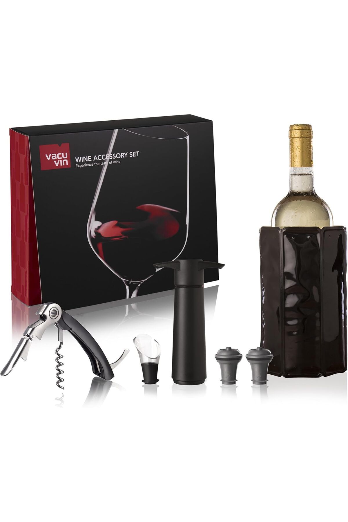 Mena Rise BlackShop Vin Experience 6 parçalı şarap seti, şarap pompası, şarap boşaltıcı, garson