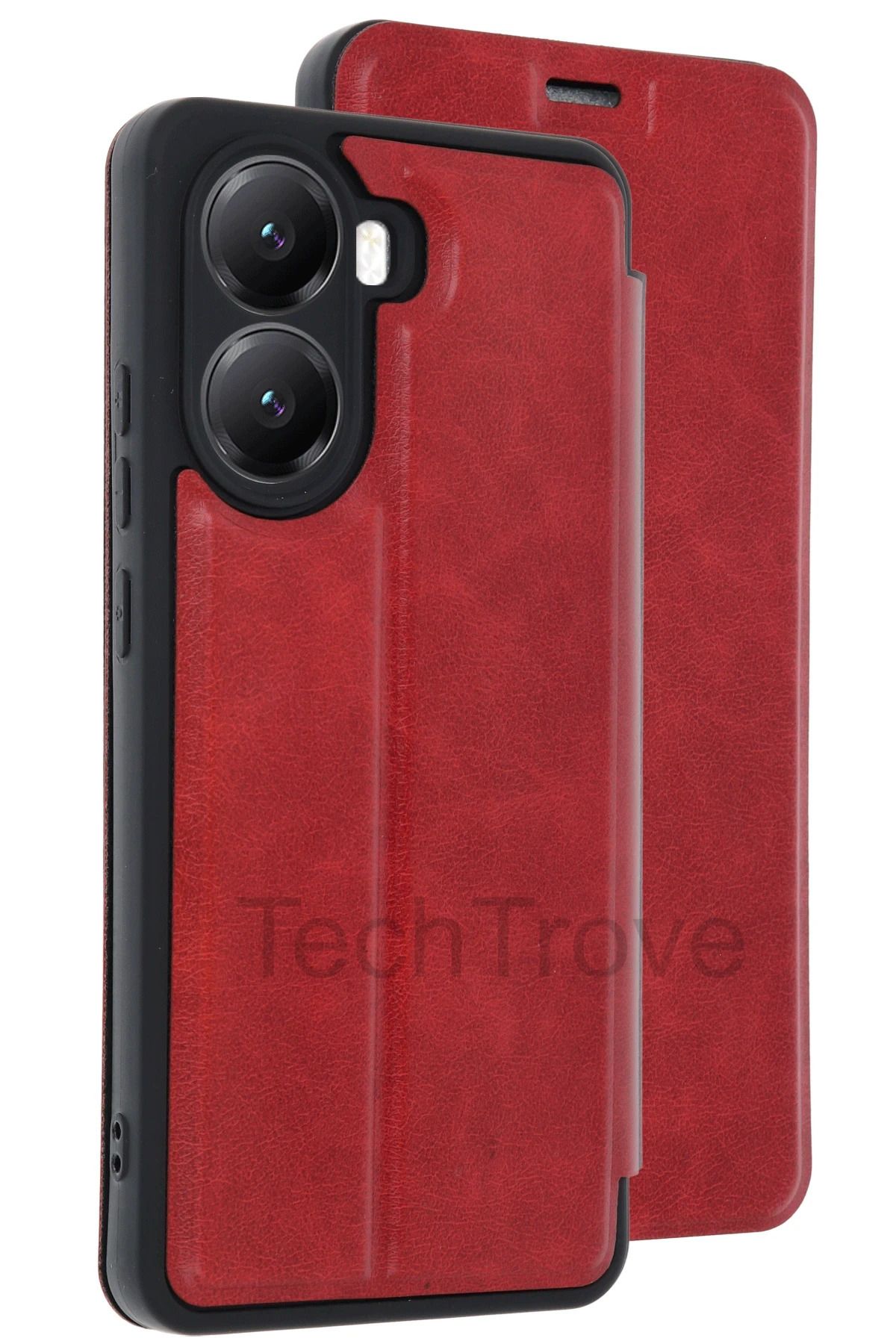 TechTrove Xiaomi Poco X7 Pro Kılıf Kamera Korumalı İçi Kadife İnce Yapılı Kapaklı Standlı Kartlıklı Deri Kapak