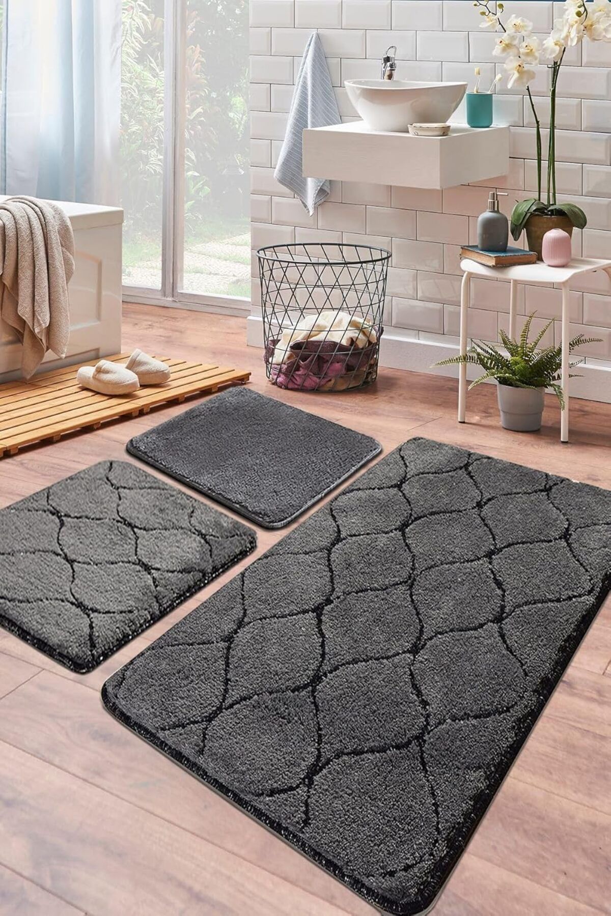 Mena Rise BlackShop Home Infinitiy Antrasit 3lü Set Klozet Takımı 1064272