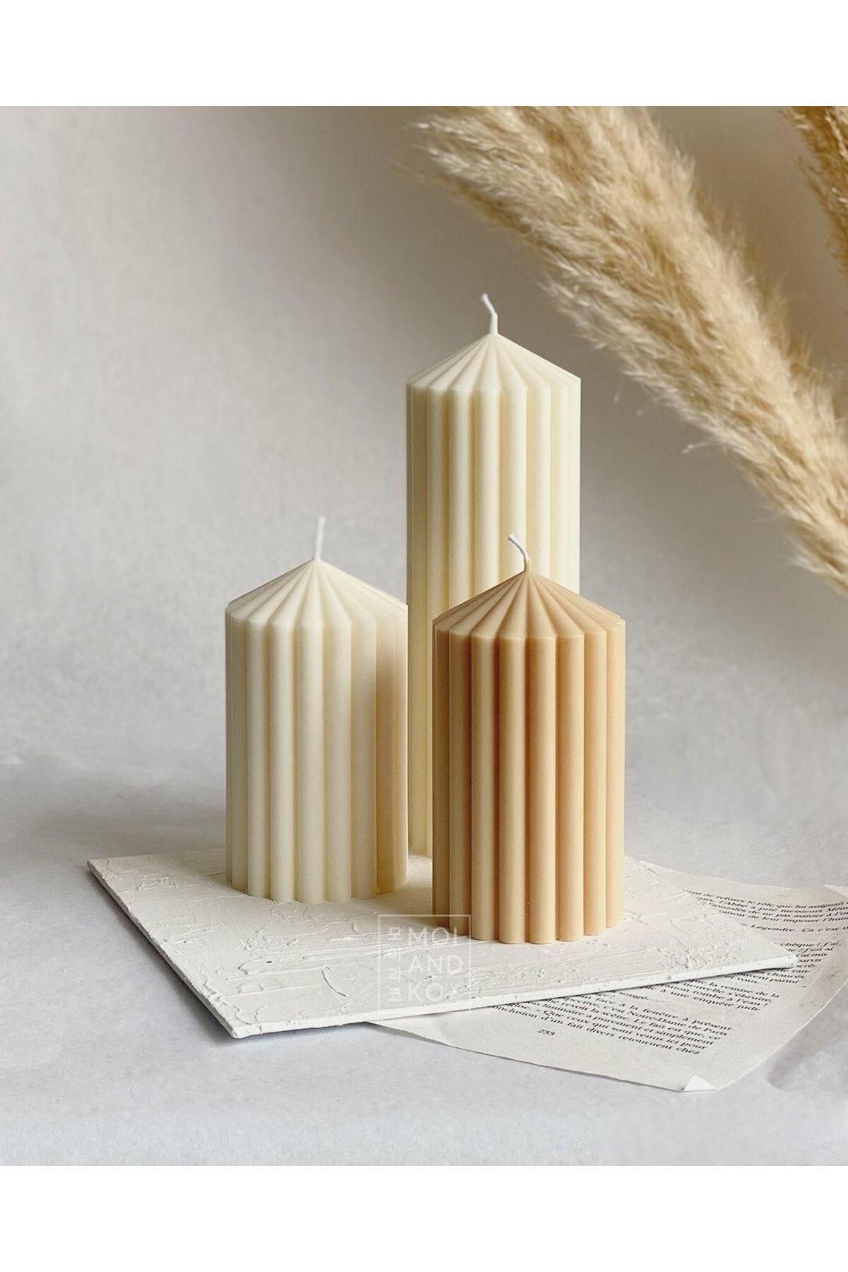 SCA CANDLE Dekoratif Mum Çokgen mum 20-15-10 CM Toplam 3 parça