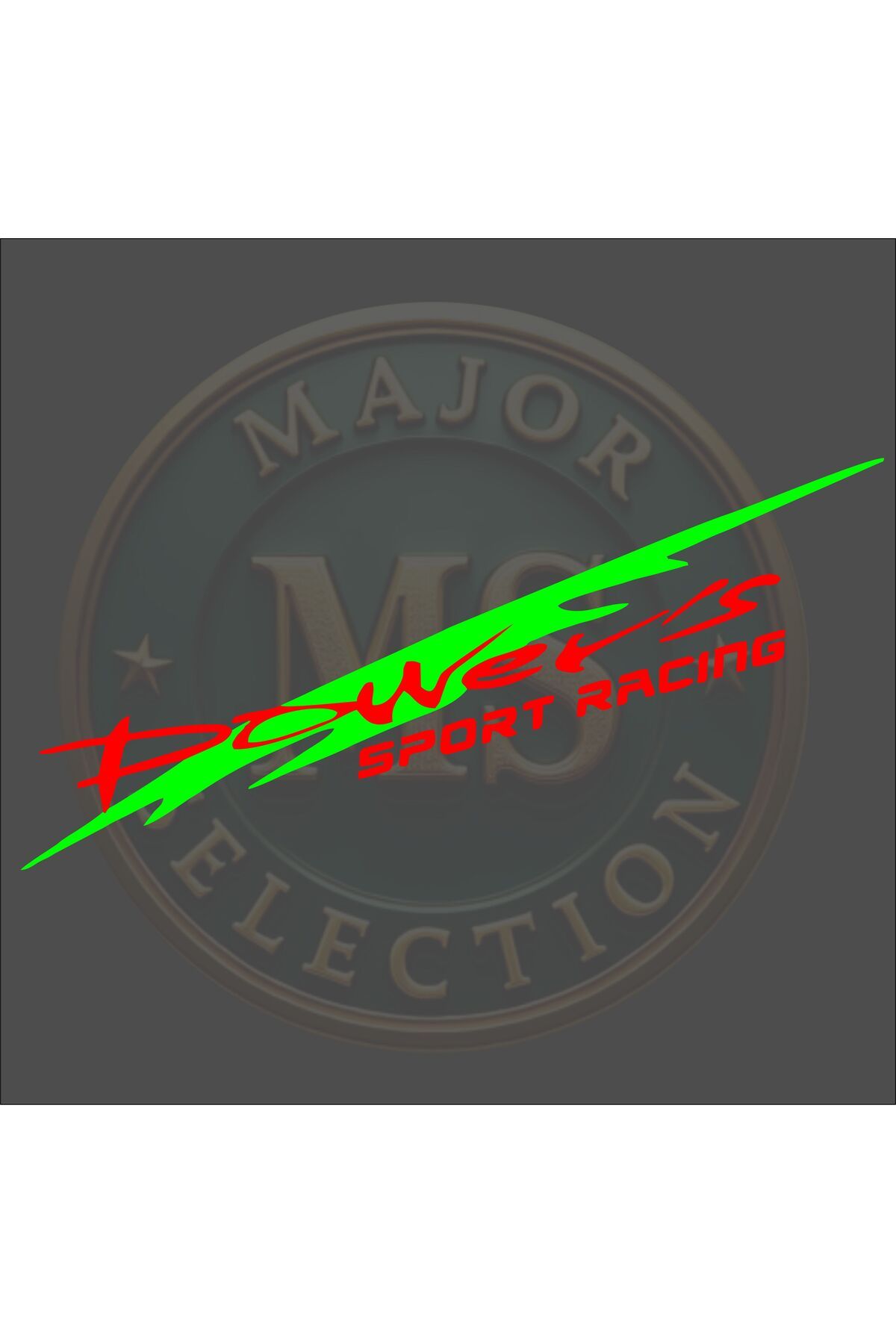 MS Major Selection Power's SPORT RACING sticker 30X5.5 cm. Siyah, beyaz, turuncu, kırmızı, yeşil, hologram renklerde