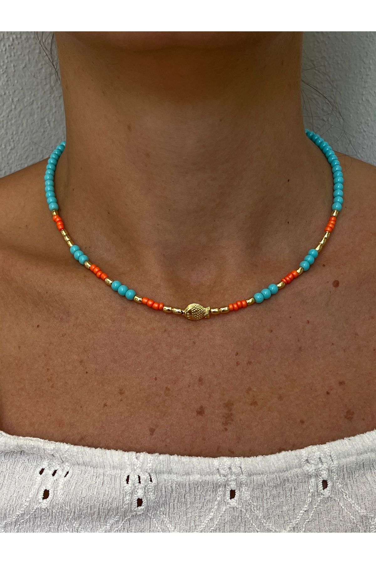 Twinssis Accessories Renkli Boncuk Balık Kolye