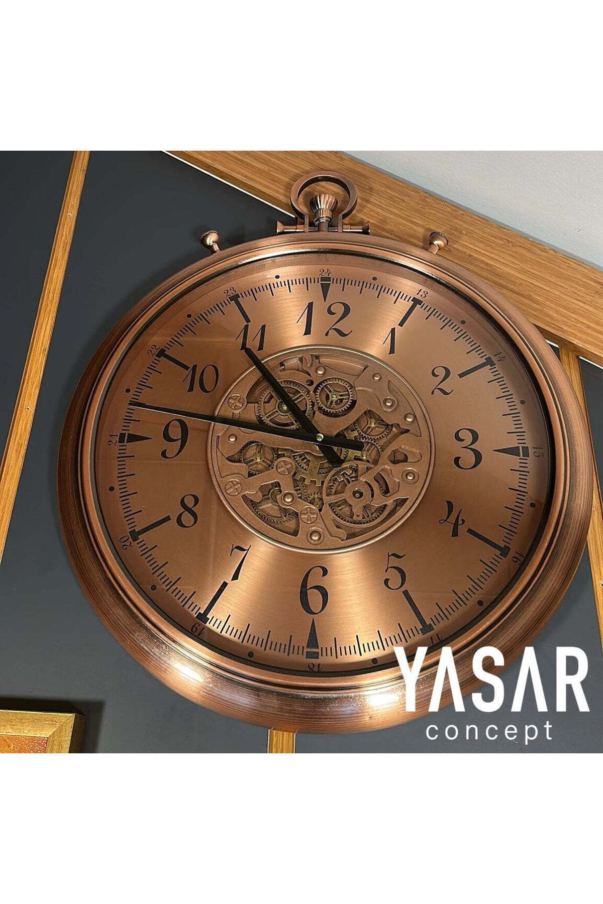 YASAR CONCEPT Chronovia Metal Çarklı Duvar Saati Rose 60 Cm