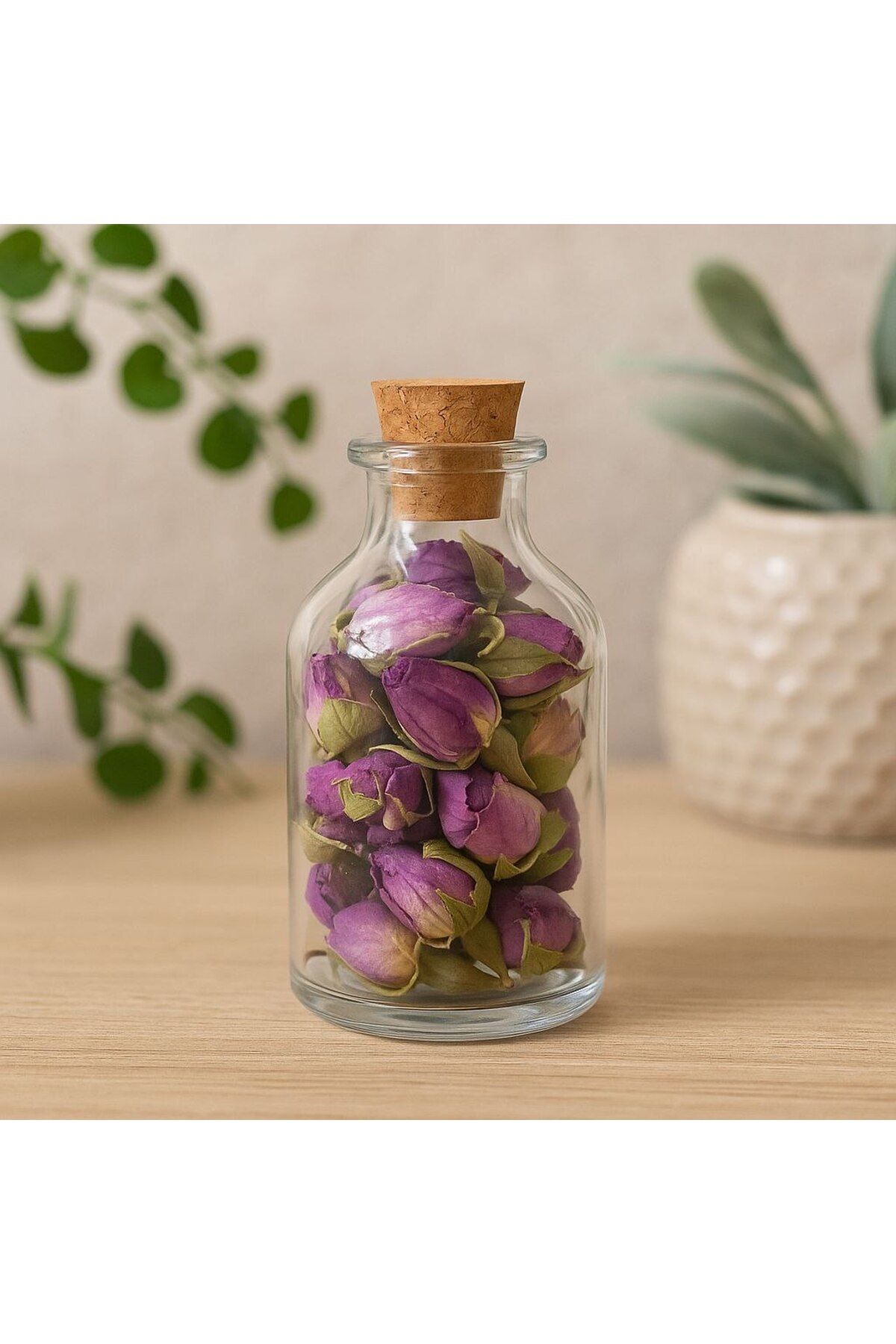 Şirin Cam Kavanozda Kurutulmuş Gül Tomurcuğu – Dekoratif & Aromatik