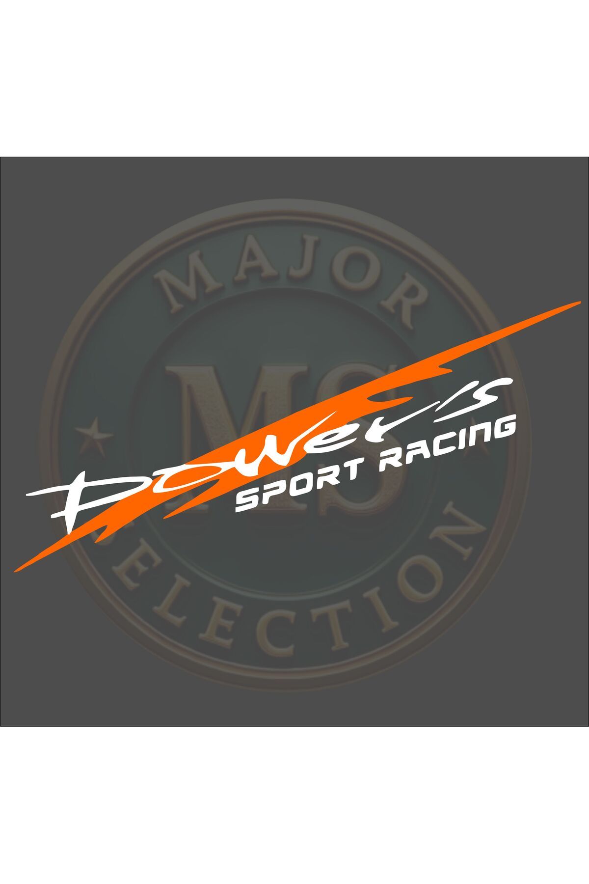 MS Major Selection Power's SPORT RACING sticker 30X5.5 cm. Siyah, beyaz, turuncu, kırmızı, yeşil, hologram renklerde