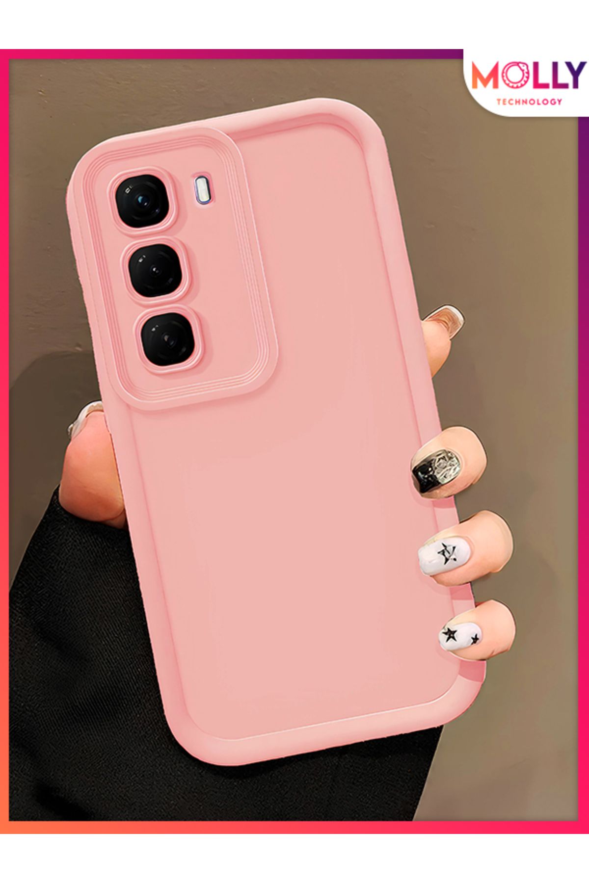 Molly İnfinix HOT 50 4G İçin Kum Pembesi Kenarları Kalın Pan Silikon Kılıf