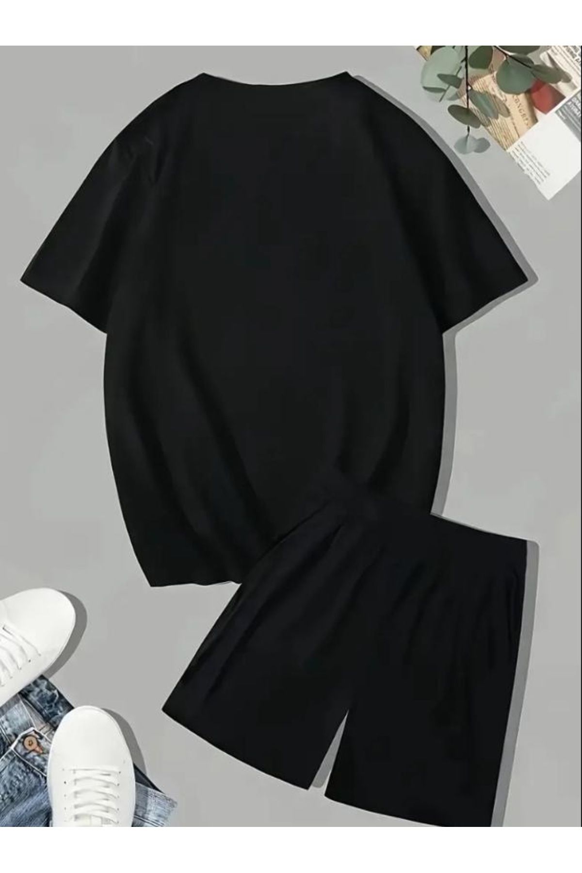 Moda Wear Unisex Baskılı Şort T-shirt 2 Li settt