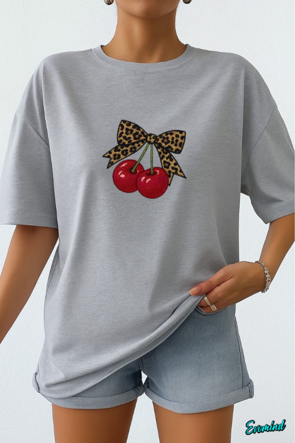 Evomind Kiraz Baskılı Unisex T-shirt