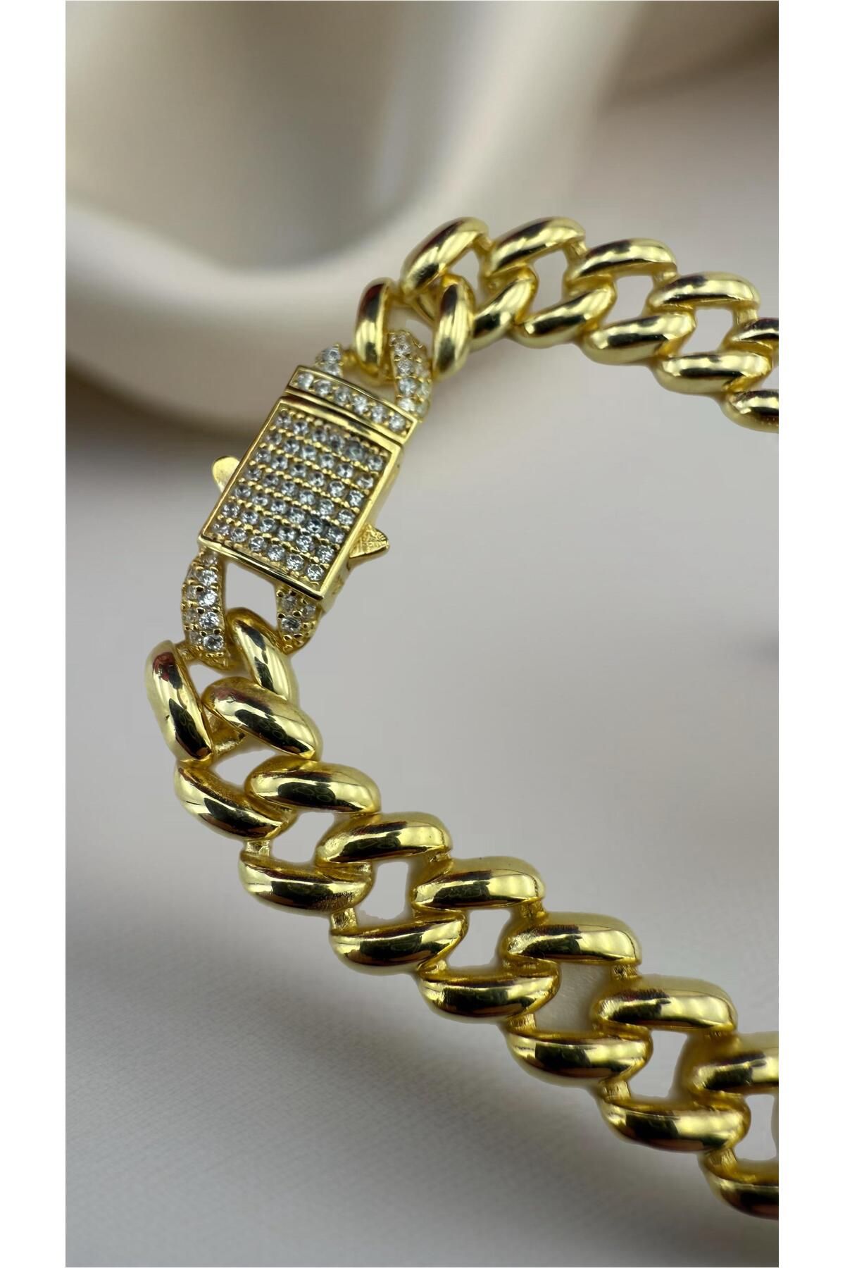 zeyyn silver 925 AYAR GÜMÜŞ GOLD GURMET TAŞSIZ BİLEKLİK KİLİT KISMI TAŞLI