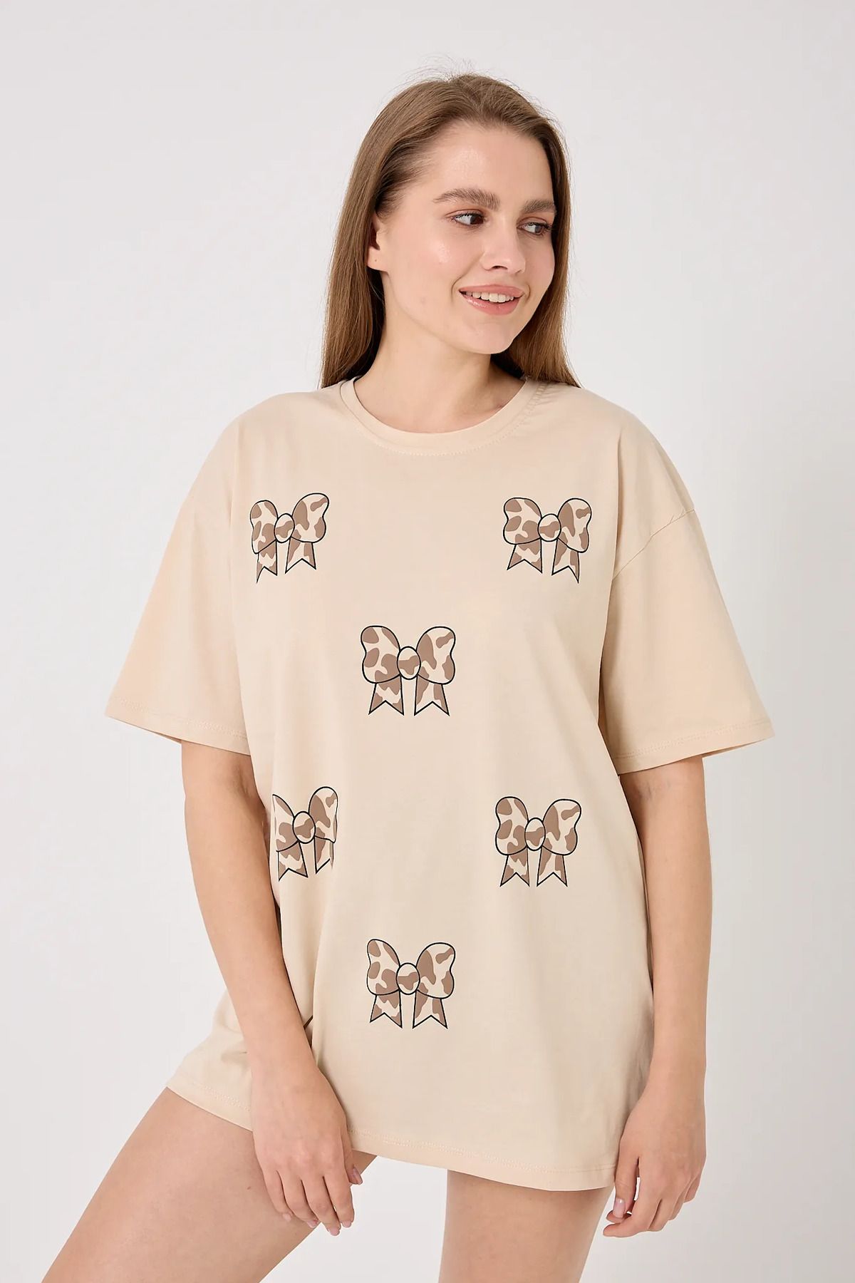 sernoy lomera SL4610-Oversize Fiyonk Baskılı T-Shirt