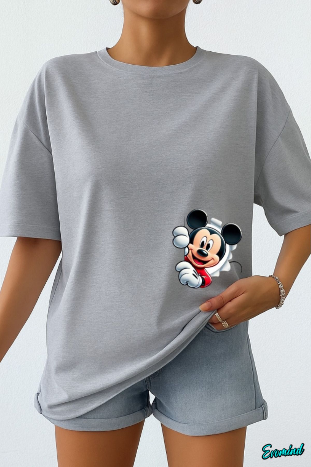 Evomind Çizgi Karakter Baskılı Unisex T-shirt