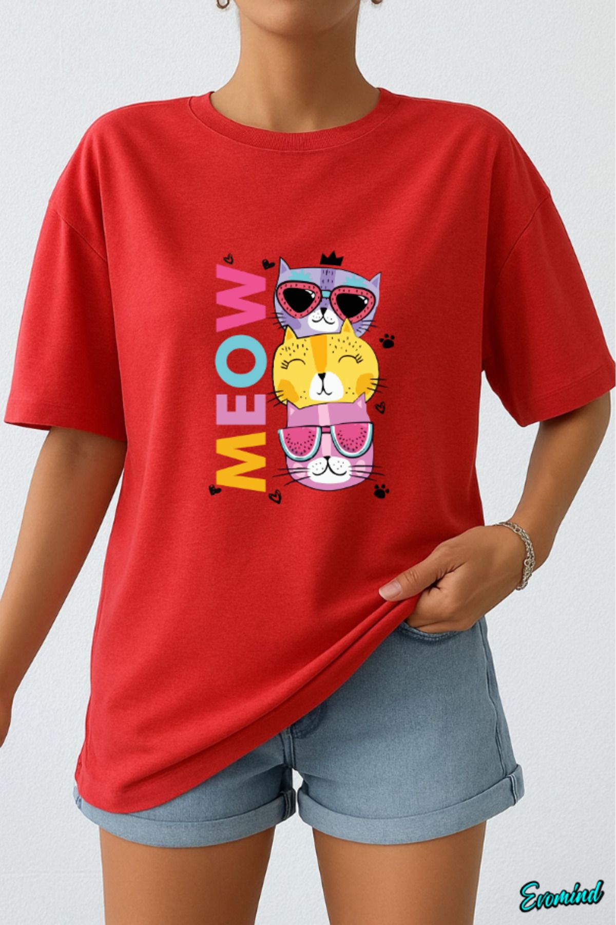 Evomind Meow Baskılı Unisex T-shirt