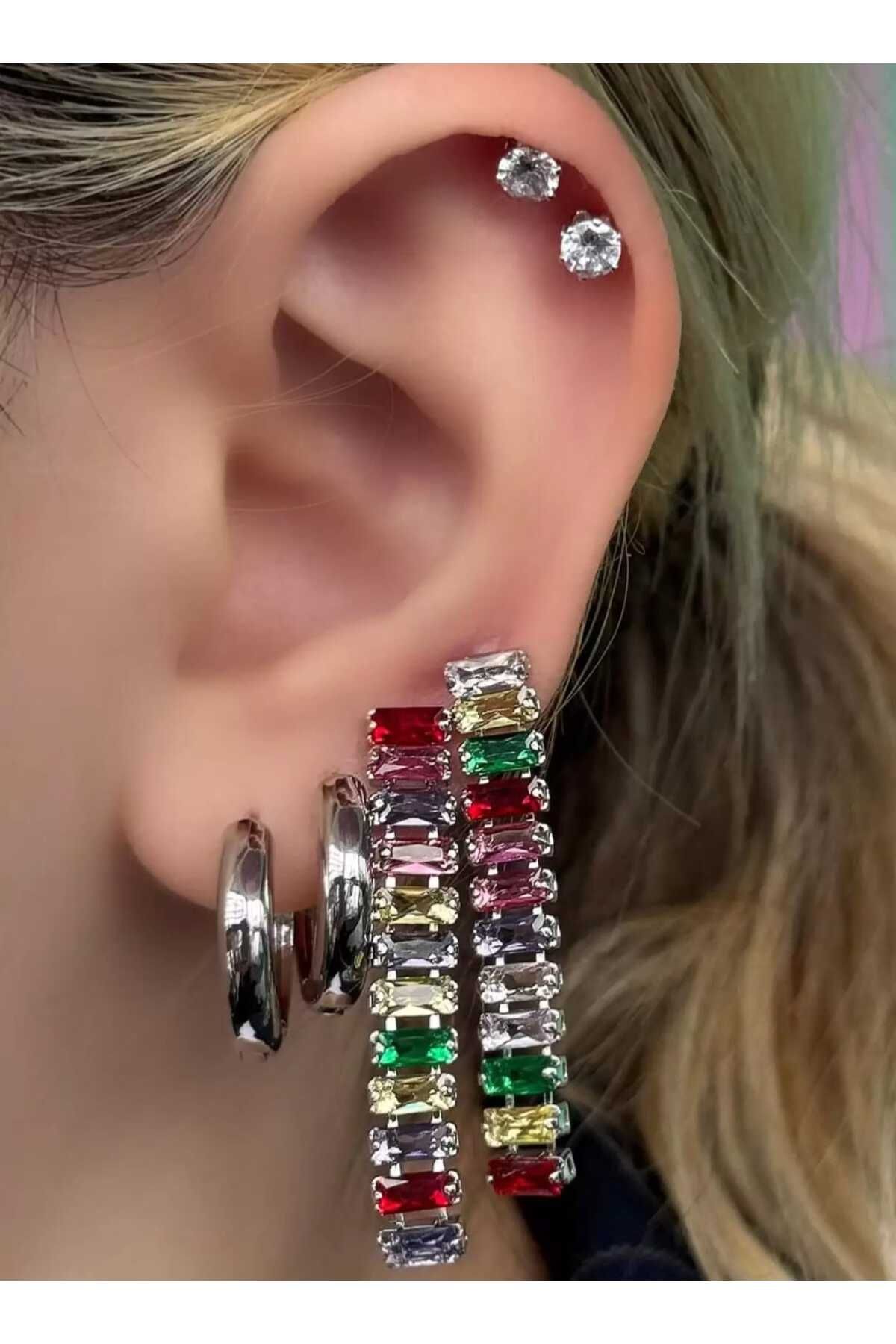Jewerly Çelik küpe çoklu çok renkli