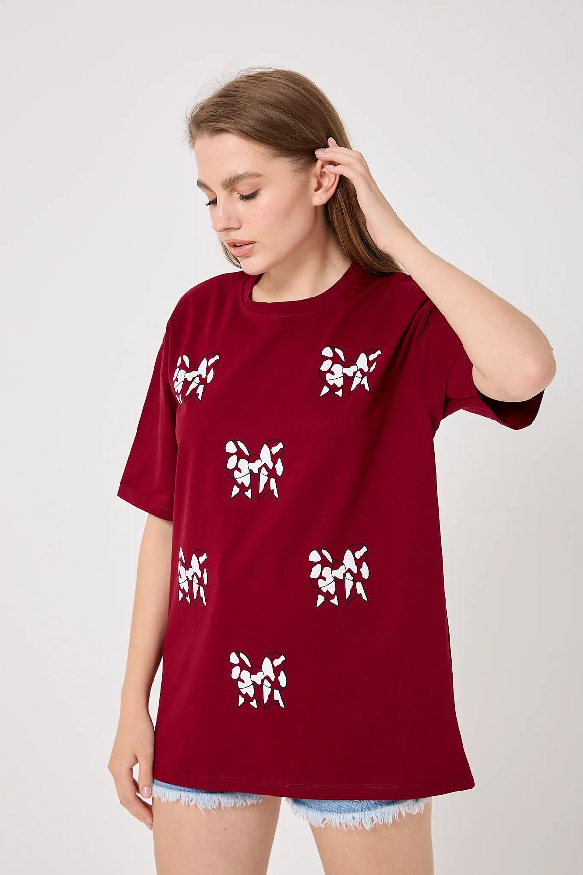 sernoy lomera SL4610-Oversize Fiyonk Baskılı T-Shirt