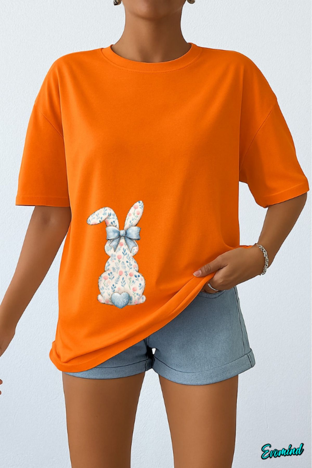 Evomind Tavşan Baskılı Unisex T-shirt