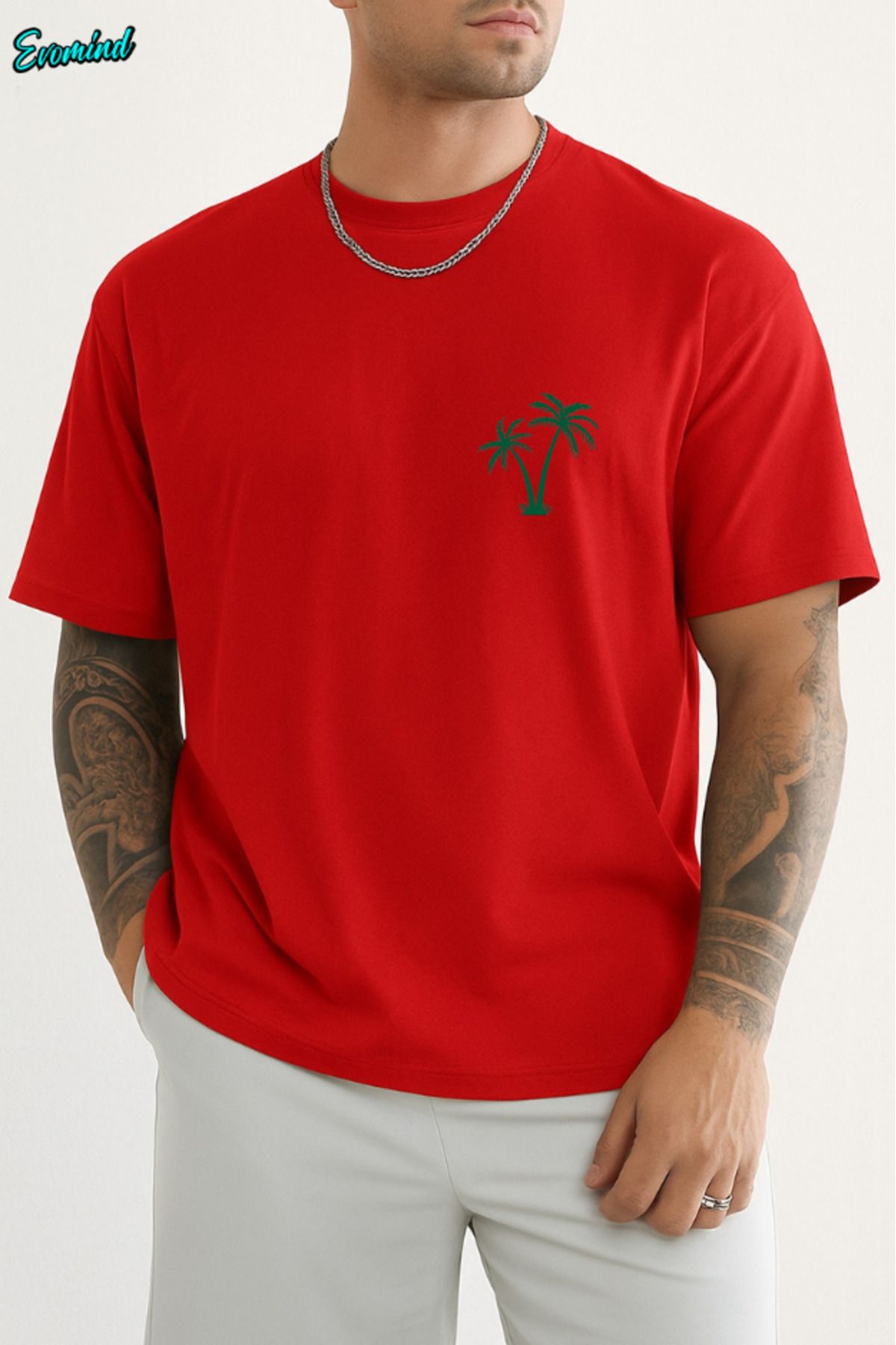 Evomind Palmiye Ağacı Baskılı Unisex T-shirt