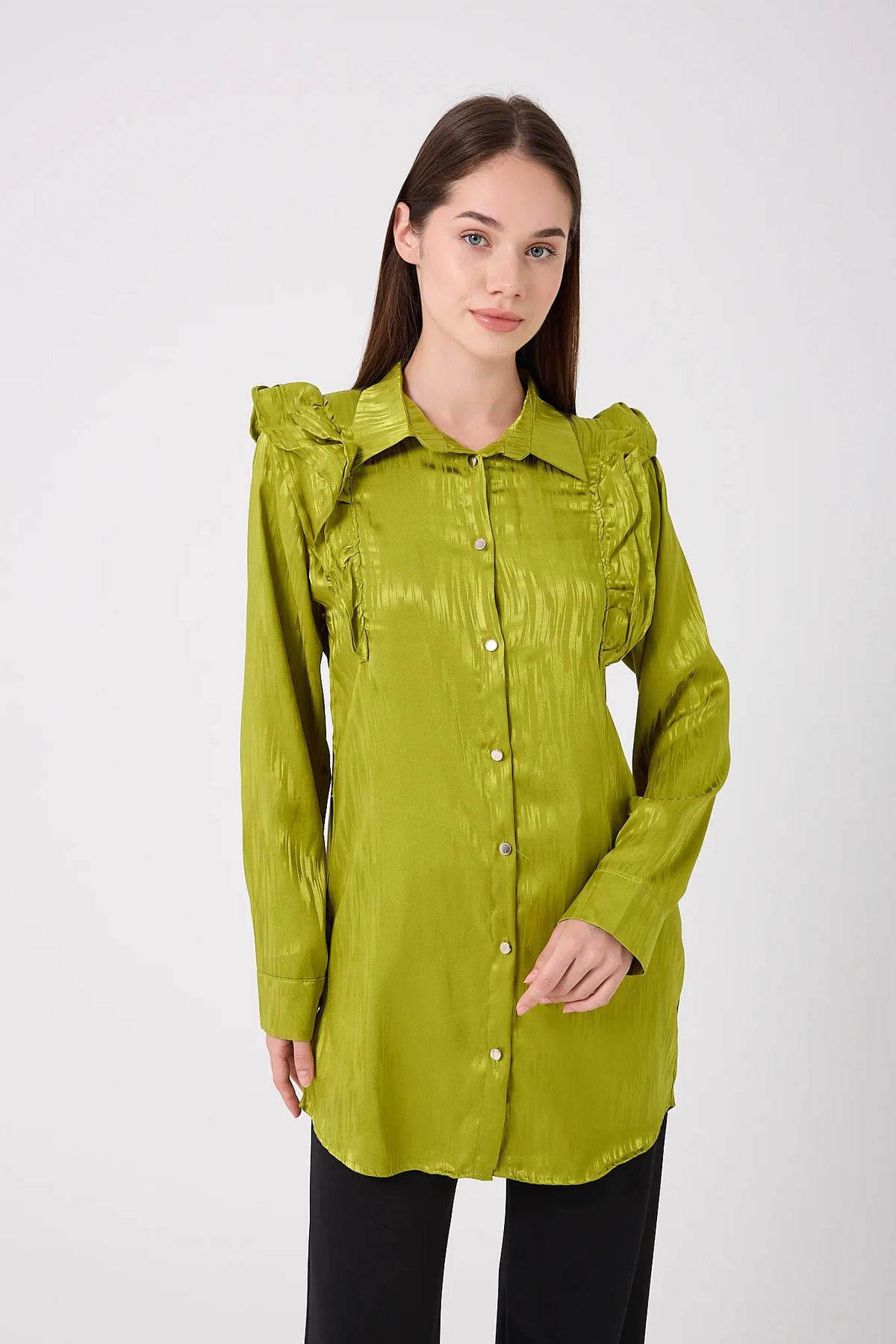 sernoy lomera SL4649-Fırfırlı Saten Gömlek
