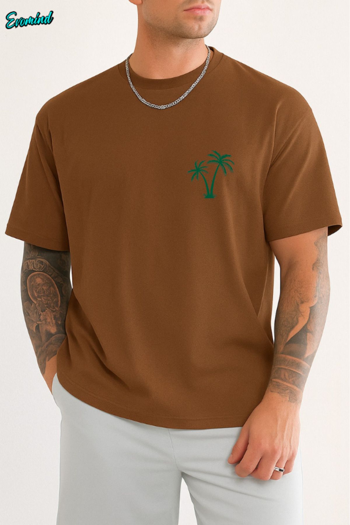 Evomind Palmiye Ağacı Baskılı Unisex T-shirt
