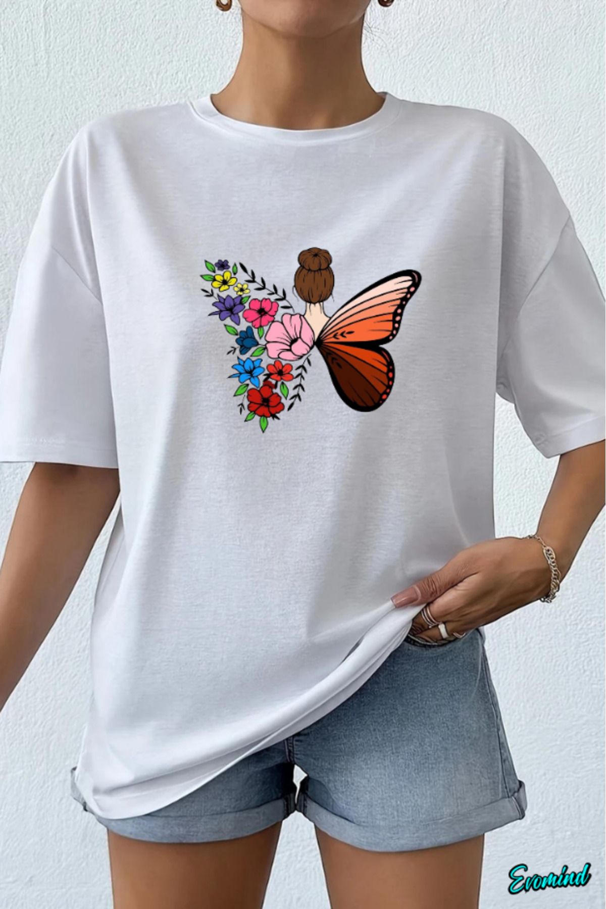 Evomind Kelebek Kadın Baskılı Unisex T-shirt
