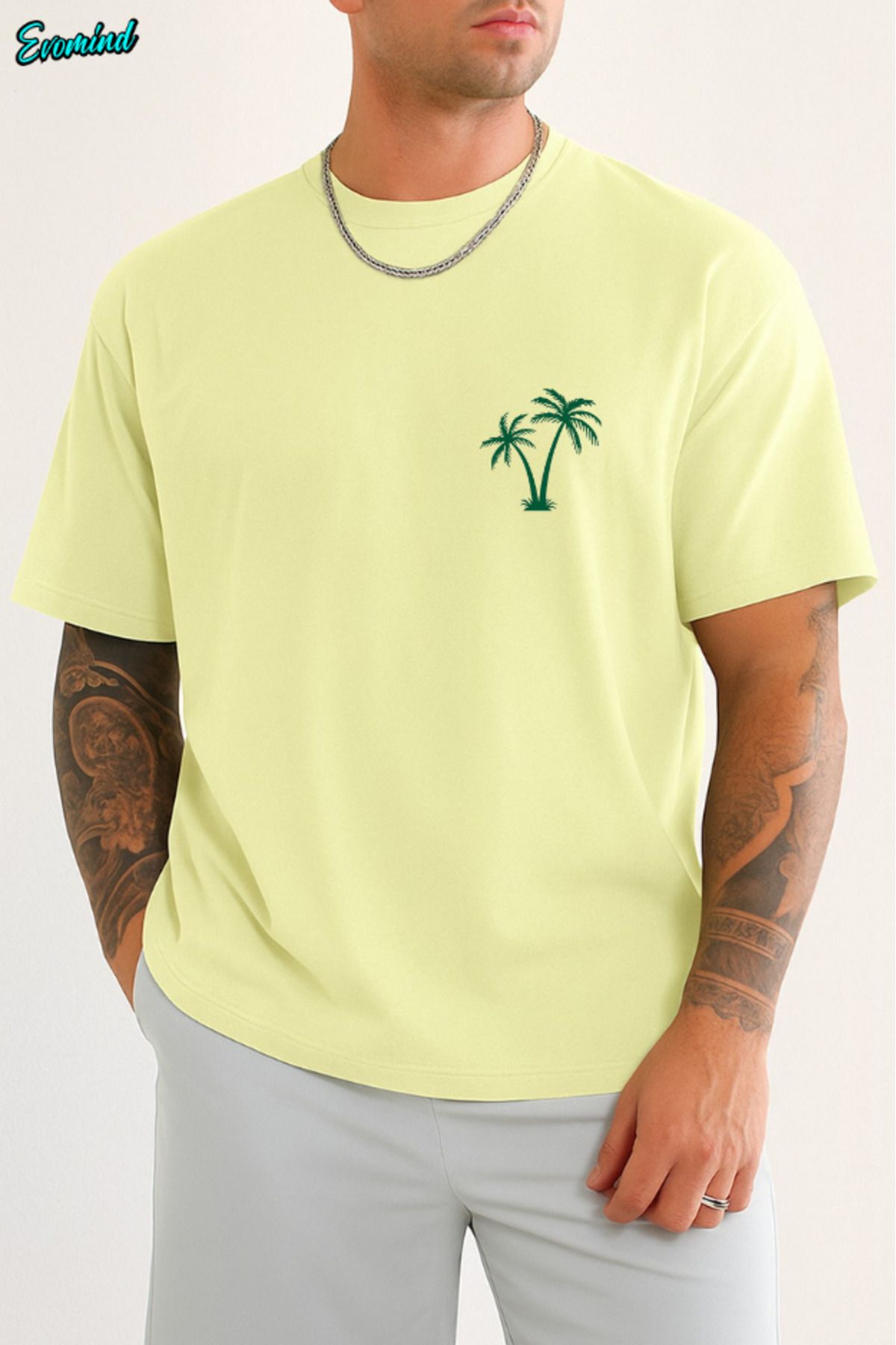 Evomind Palmiye Ağacı Baskılı Unisex T-shirt