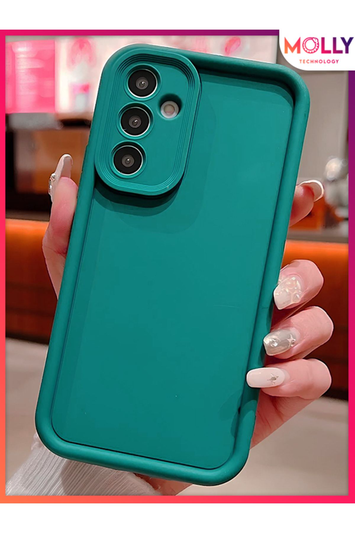 Molly Samsung Galaxy A56 İçin Çam Yeşili Kenarları Kalın Pan Silikon Kılıf
