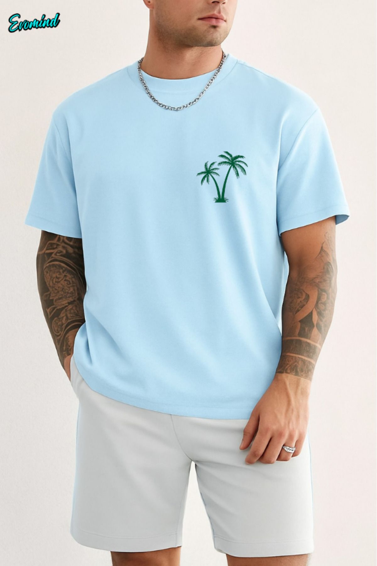 Evomind Palmiye Ağacı Baskılı Unisex T-shirt