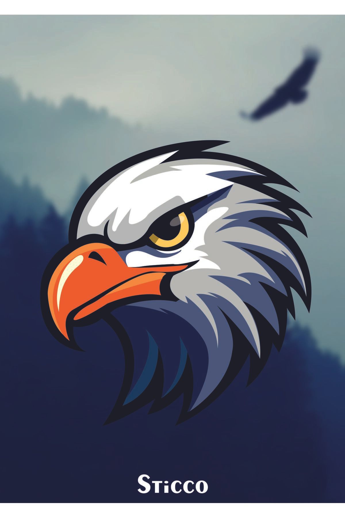 Sticco Eagle Kartal Oto, Motorsiklet, Kask, Laptop Sticker 13x11 Cm