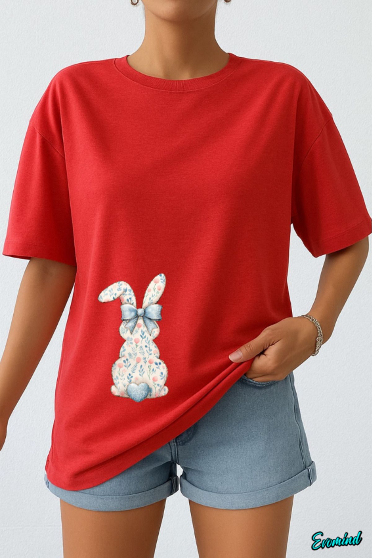 Evomind Tavşan Baskılı Unisex T-shirt