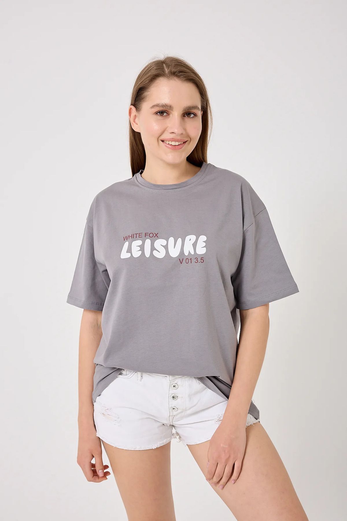 sernoy lomera SL4613 - Oversize LEISURE Yazı Baskılı T-Shirt