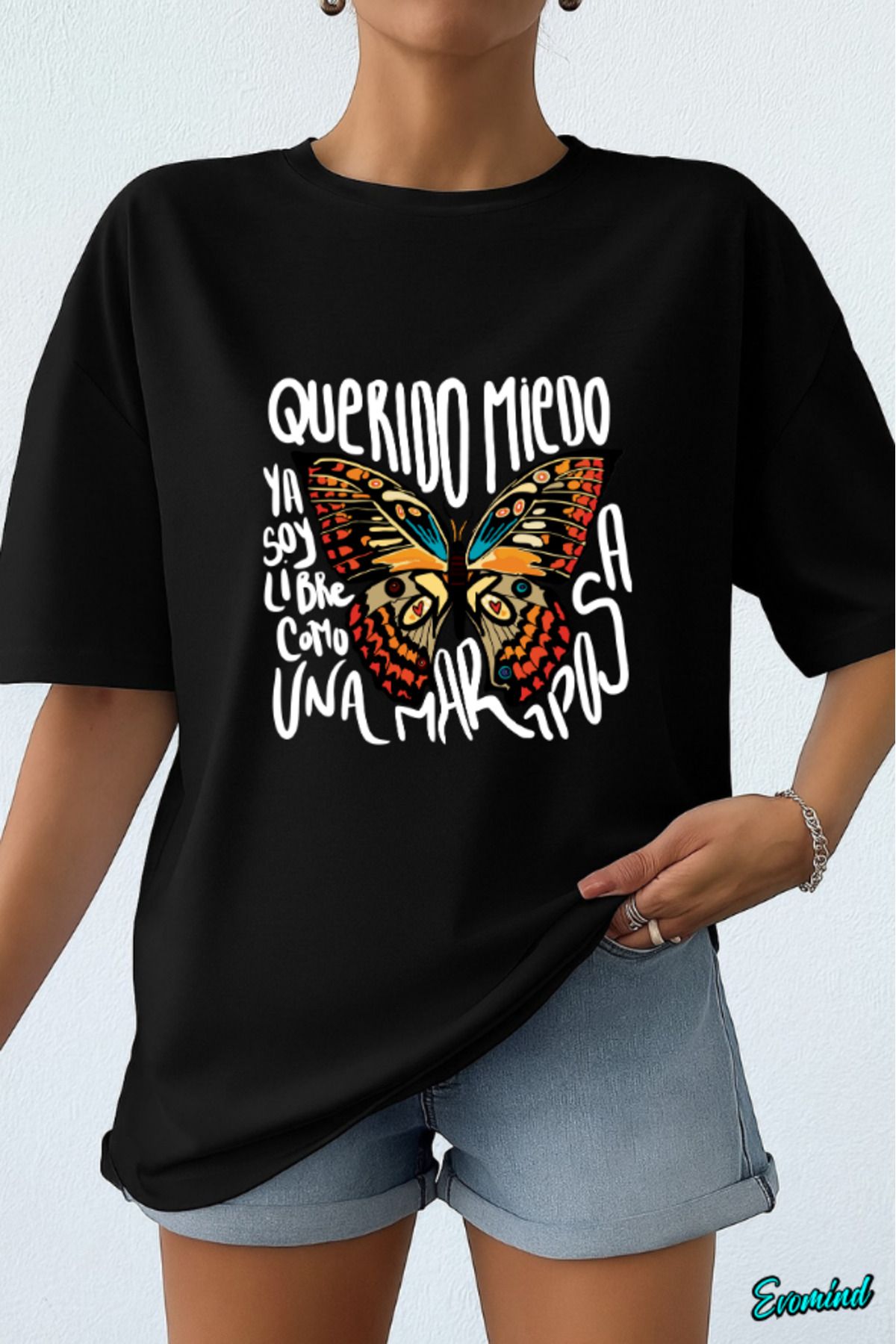 Evomind Kelebek Baskılı Unisex T-shirt