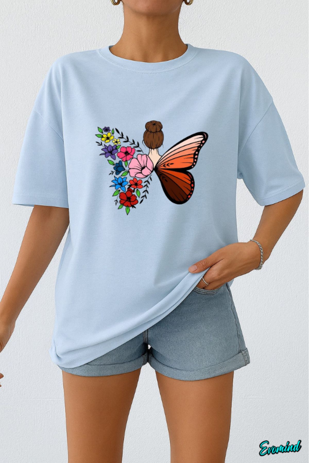 Evomind Kelebek Kadın Baskılı Unisex T-shirt